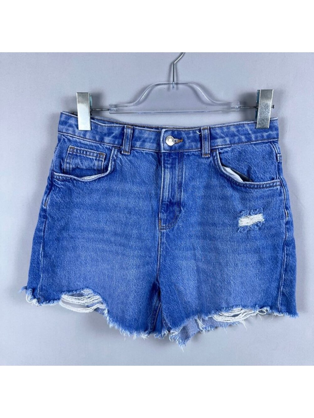 Primark Cares Cut Off Shorts High Rise 100% Cotton Womens Size 14-15YRS Blue